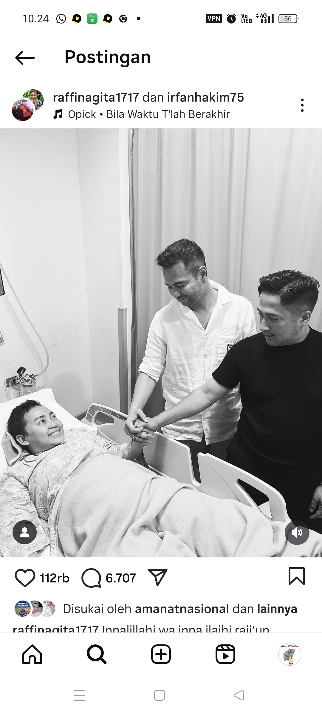 Detik terakhir Raffi Ahmad dan Irfan Hakim menjenguk Mpok Alfa