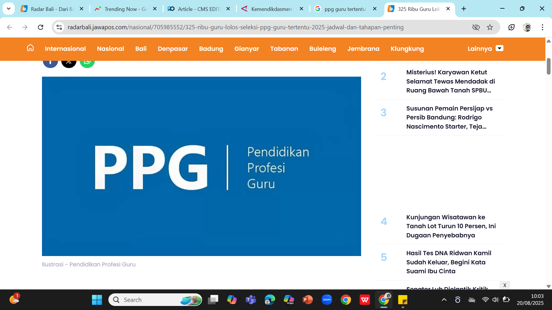 Ilustrasi - Pendaftaran Program Pendidikan Guru (PPG) Guru Tertentu 2025 Batch 3 telah dibuka hingga 26 agustus