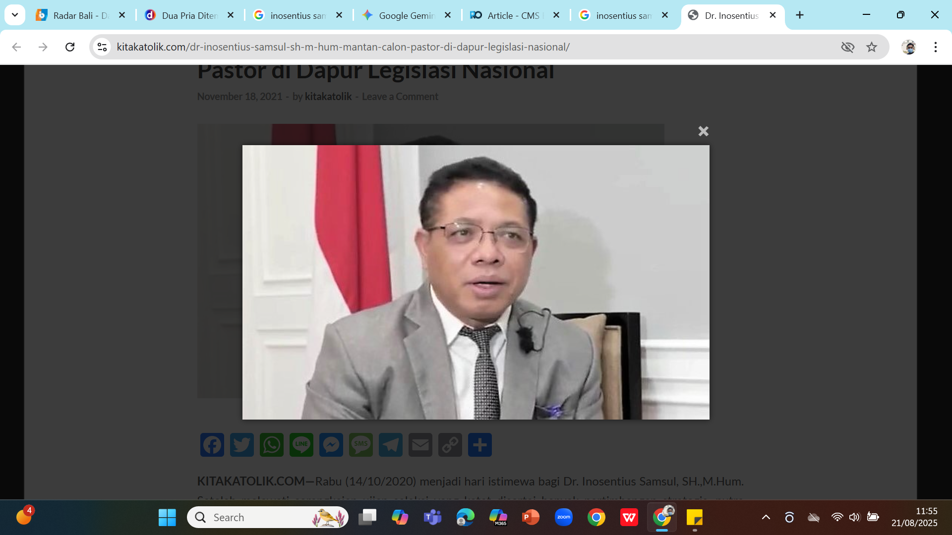 Hakim Konstitusi Dr Inasensius Samsul