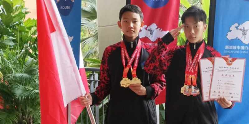 HARUMKAN NAMA BANGSA: Ken Karami (kanan) dan Davin Andinata. (Foto KONI Badung untuk Radar Bali)