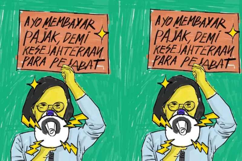 meme kritik keras untu Menkeu Sri Mulyani di platform X (Twitter). (Repro X)