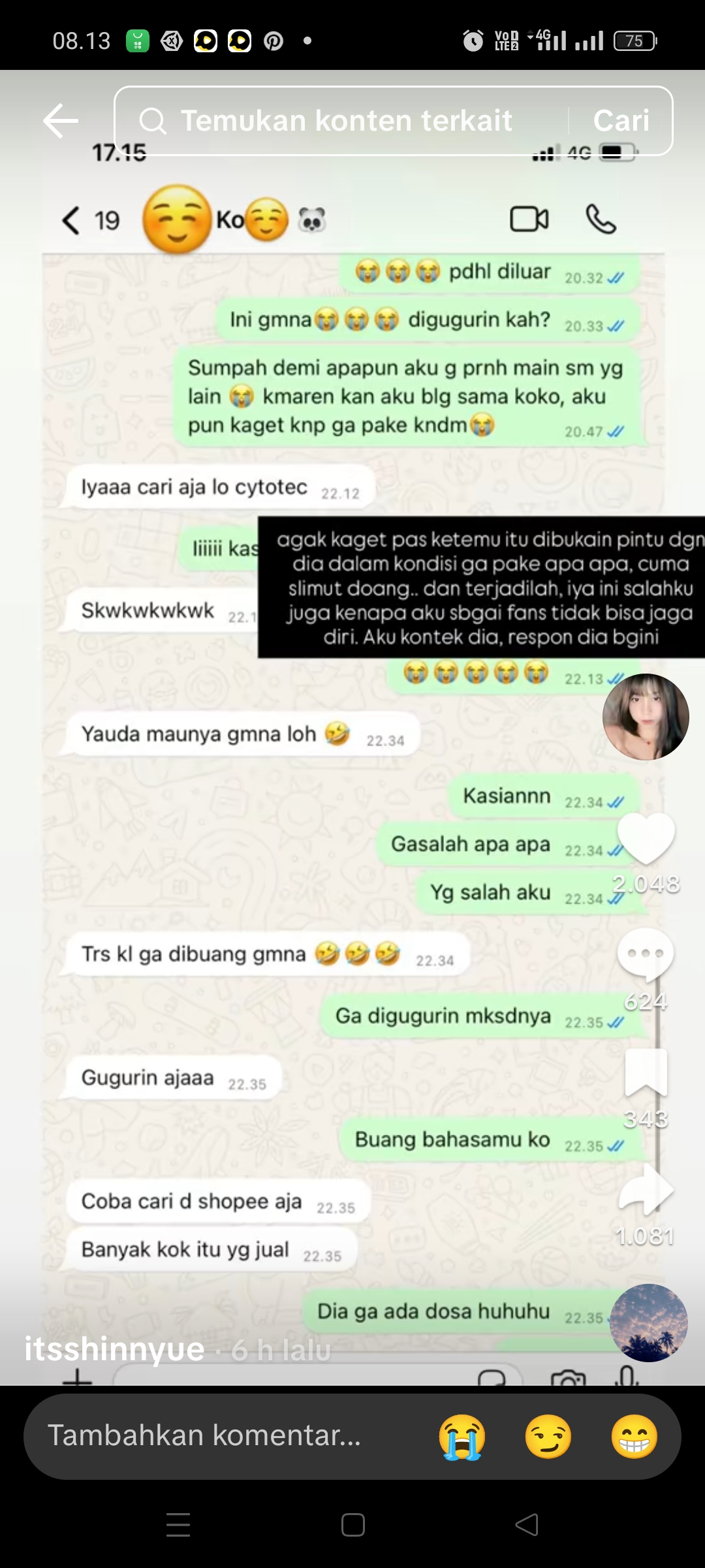 Chat DJ Panda terhadap Sintya Cilla