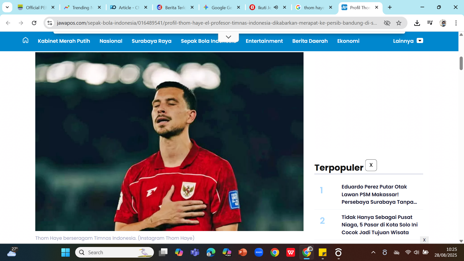 OTAK PERMAINAN - Thom Haye resmi direkrut Persib setelah beberapa bulan dilepas Almere City.
