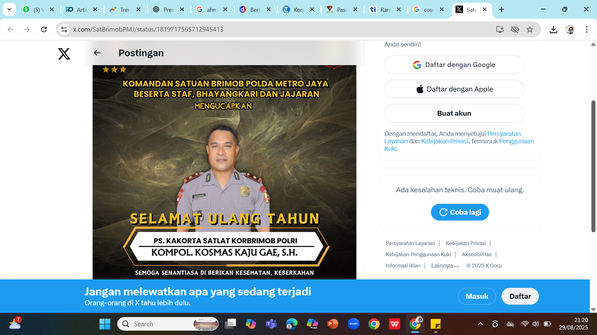 Komandan Batalyon C Sat Brimob Polda Metro Jaya Kompol Kosmas Kaju Gae.