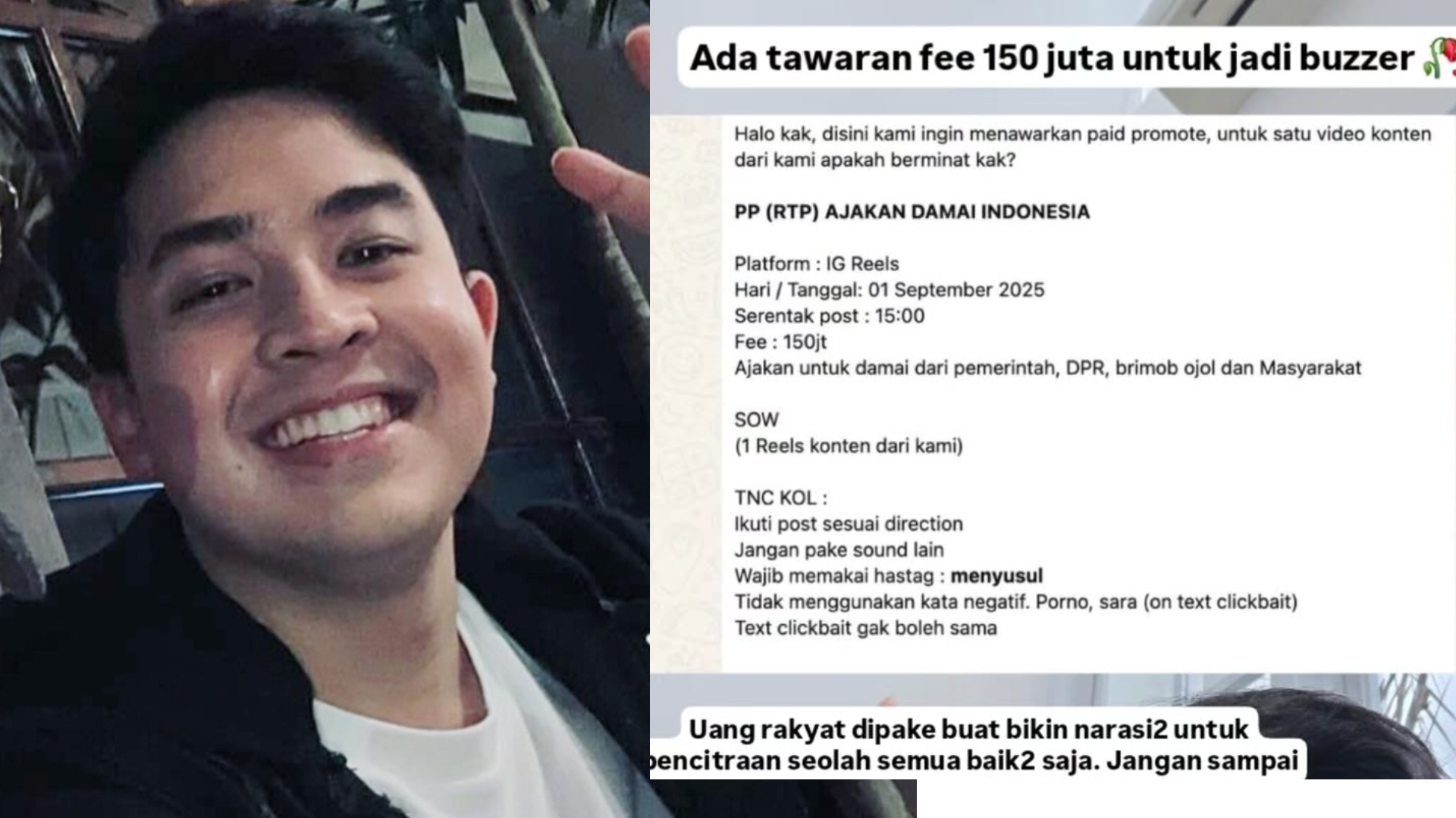 Jerome Polin tolak jadi buzzer rezim