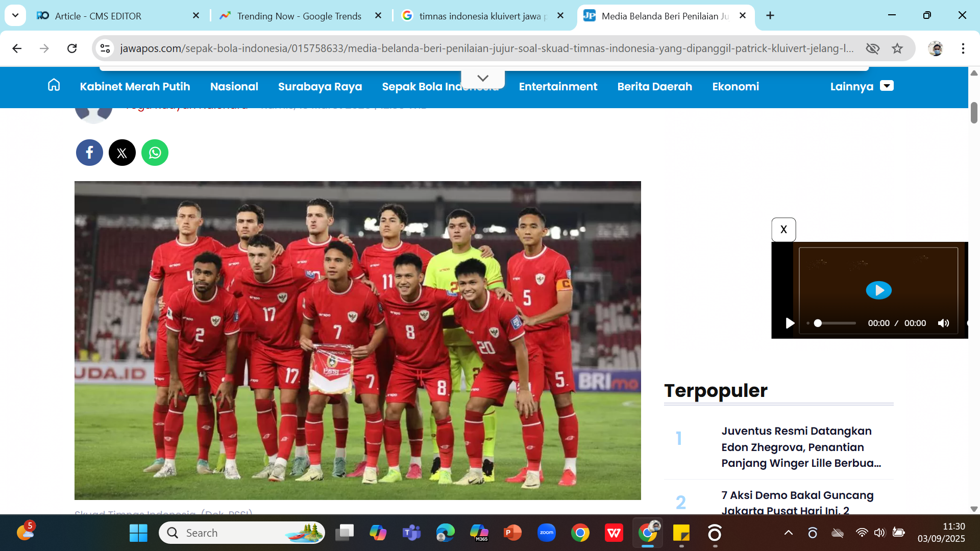 TIMNAS SENIOR - Para pemain timnas senior menjelang bertemu Australia di kualifikasi Piala Dunia Zona Asia.