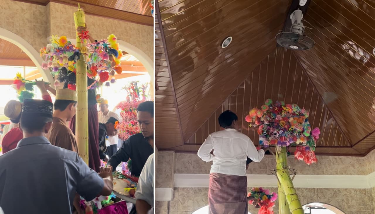 UNIK: Kolase foto perayaan Maulid Nabi Muhammad SWA dengan telur hias di Serangan yang disokong BTID
