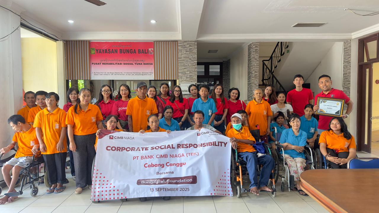 Penyaluran CSR CIMB Niaga Canggu Badung Bali ke Yayasan Bunga Bali, tepat di hari jadi ke-70 CIMB Niaga 26 September 2025.