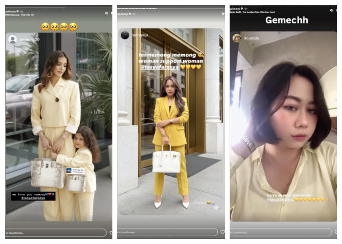 KOLASE: Screenshot unggahan Instagram Story Tasya Farasya pada 26 September 2025 memperlihatkan repost karya AI dari para penggemarnya