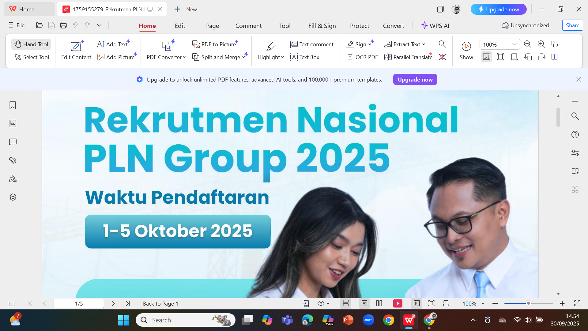 Poster rekrutmen nasional PLN Group 2025