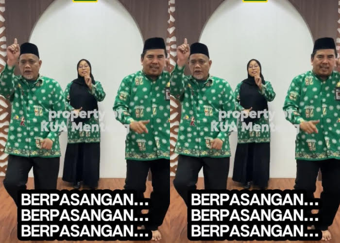 Beberapa petugas KUA Menteng, Jakarta Pusat berikan tutorial koreografi Tepuk Sakinah. (Sumber
