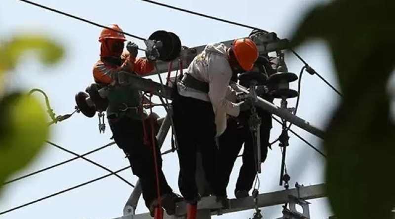 Ilustrasi petugas dari PLN memperbaiki jaringan listrik. (foto:dok.JawaPos.com)