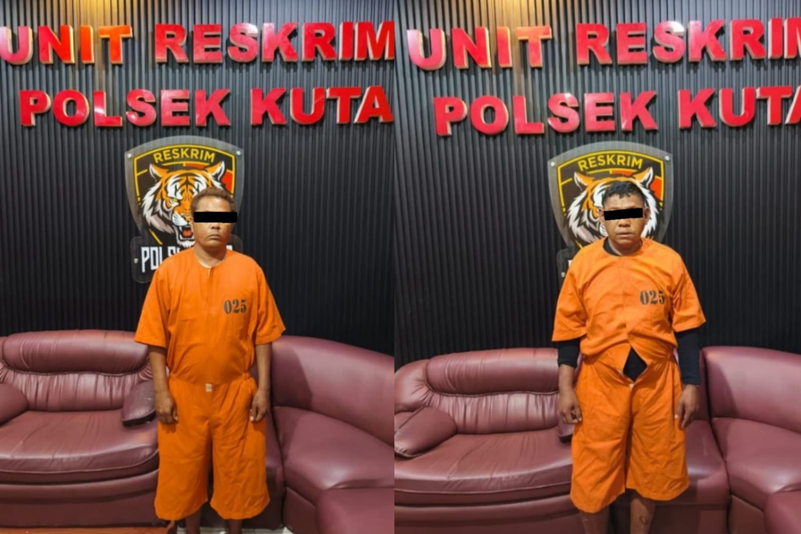 DIAMANKAN: Dua spesialis cepet DUS, 43, dan AL, 44, kenakanan pakaian tahanan Polsek Kuta. Dan Rekaman CCTV saat beraksi