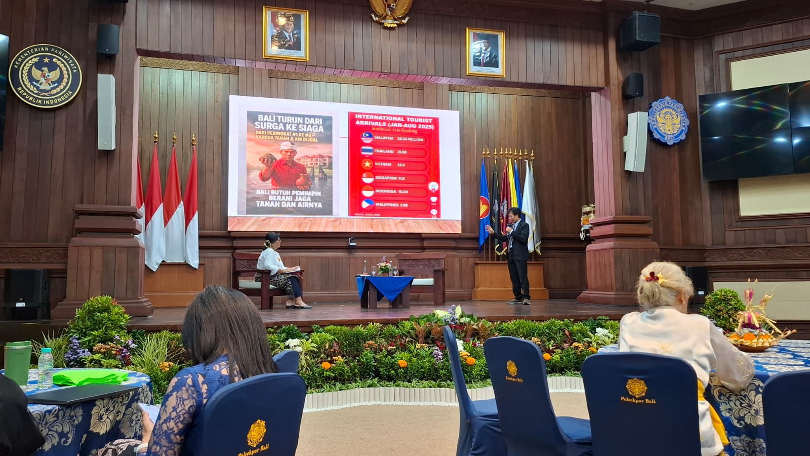 TREN DAN TANTANGAN: Seminar Bali Tourism Review 2025 dan Tourism Destination Outlook 2026, di MICE Widyatula, Poltekpar Bali, 5&ndash;6 November 2025