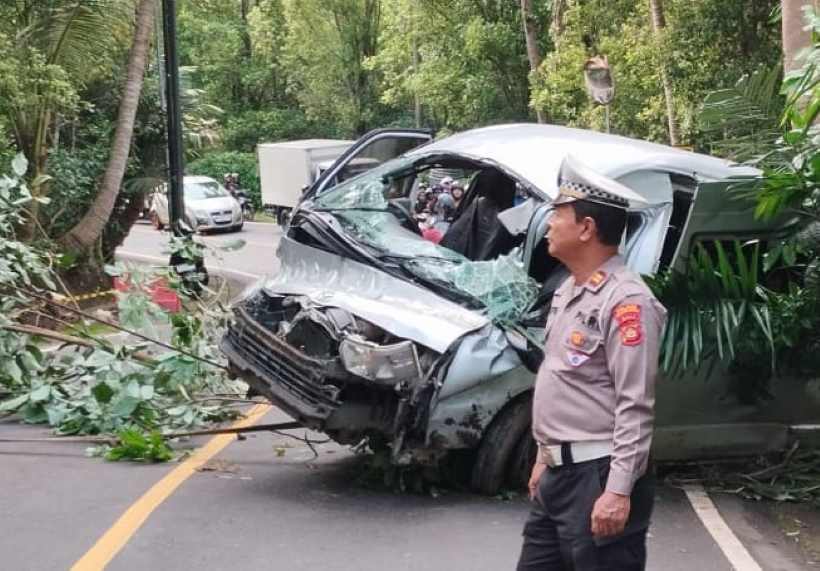 PETAKA DI PADANG BULIA: Kecelakaan maut di Jalan Raya Singaraja-Denpasar ,Desa Padang Bulia, menewaskan lima orang turis asal Tiongkok. (Polres Buleleng)