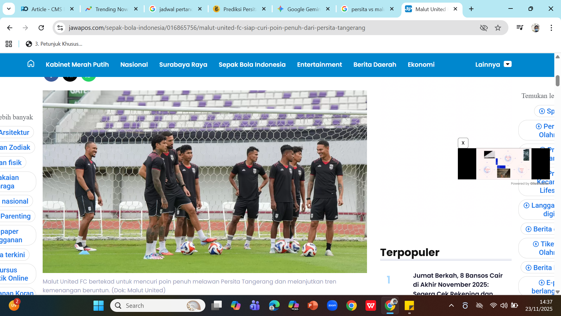 BIDIK PERSIB - Para pemain Malut United berlatiih menjelang bertemu Persita Tangerang.