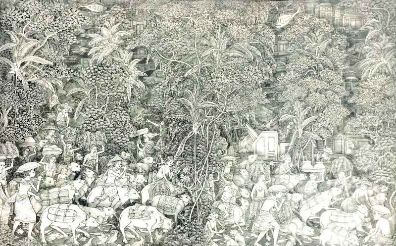 LUKISAN SUARA HATI : Lukisan Petani Mengungsi karya I Wayan Mardika. (marsellus pampur)