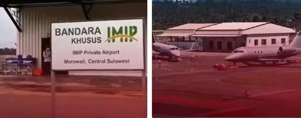 JADI SOROTAN : Bandara Khusus PT Indonesia Morowali Industrial Park (IMIP) di Morowali, Sulawesi Tengah. (Kolase https://imip.co.id/)