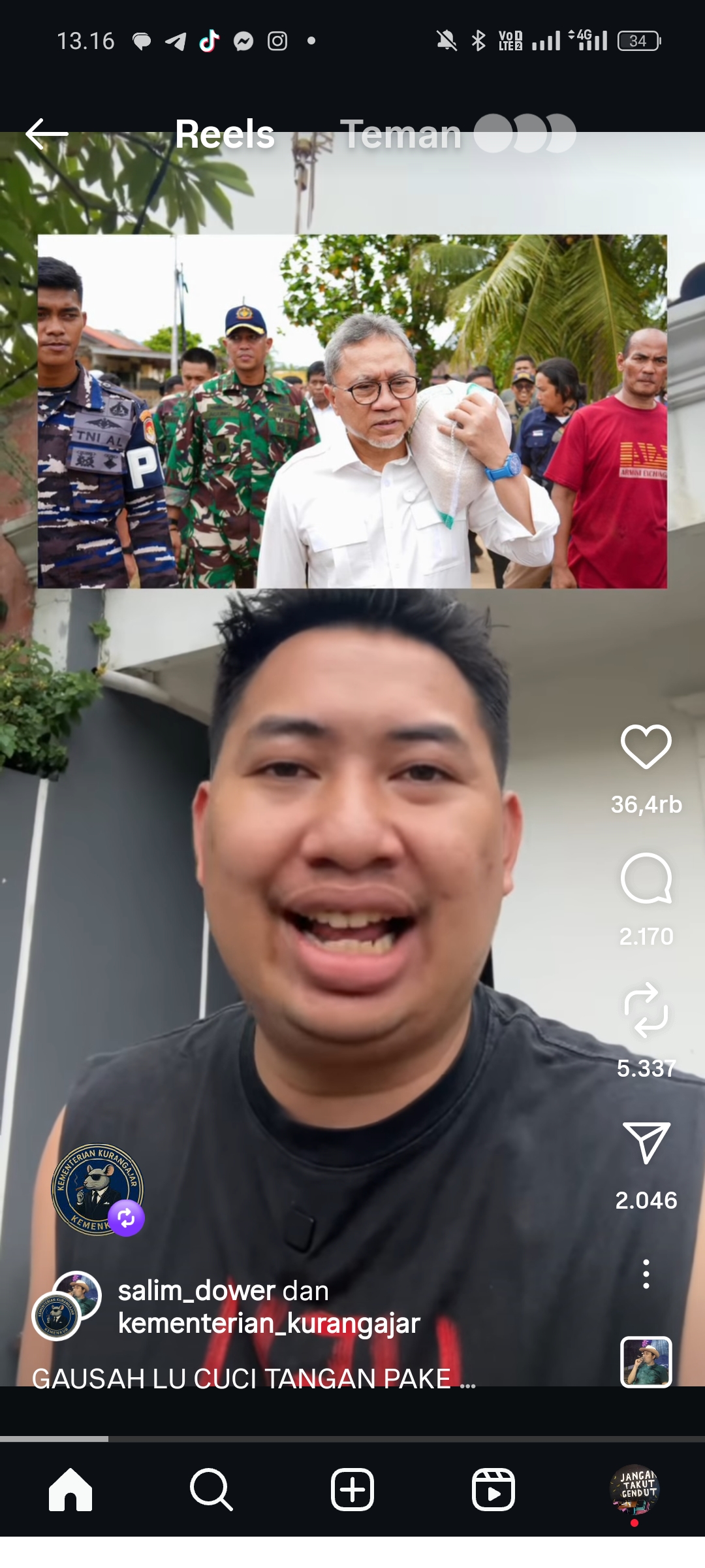 Zulkifli Hasan pencitraan saat banjir