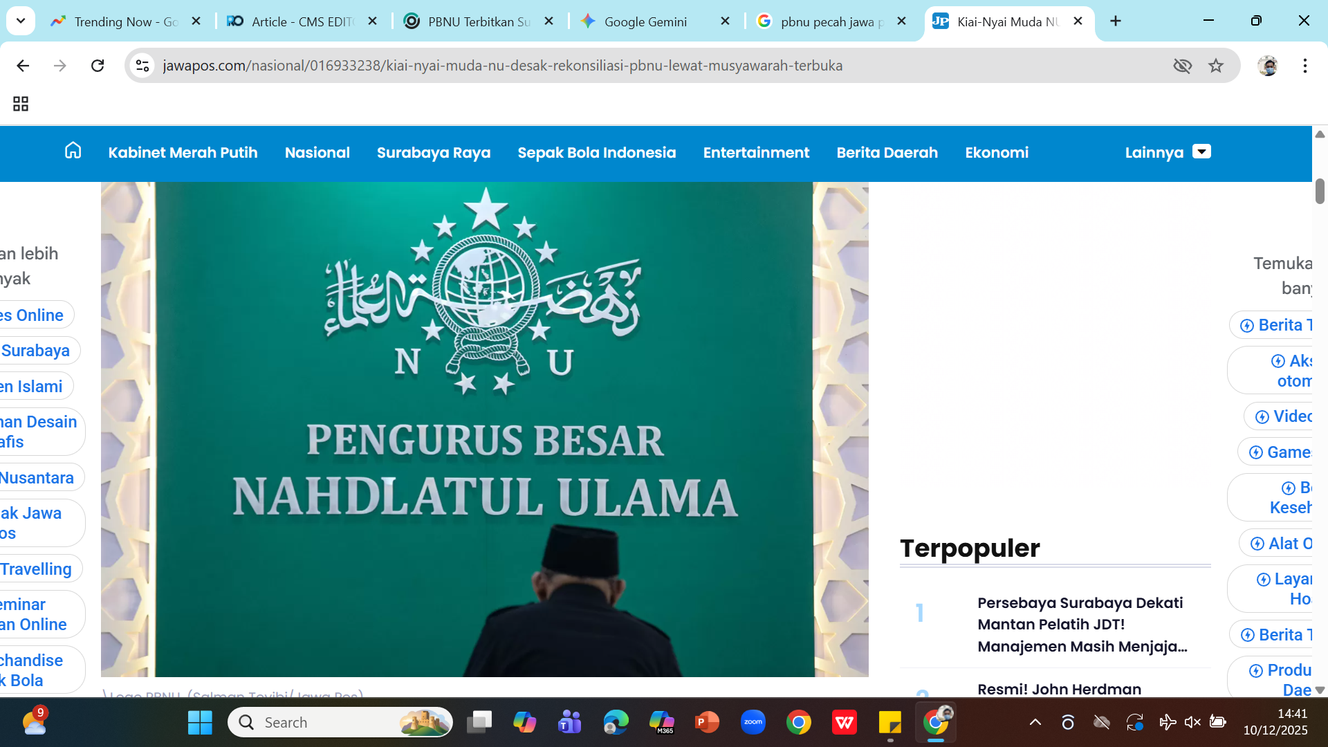 DUALISME - Gedung PBNU di Jalan Kramat Raya, Jakarta Pusat. Terjadi dualisme kepengurusan PBNU antara Kubu Sultan dan Kubu Kramat.