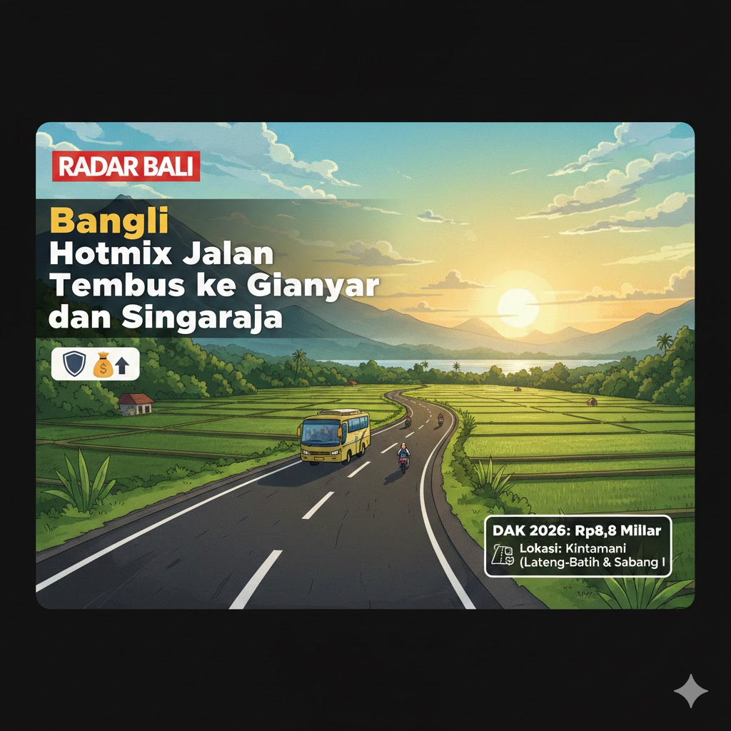 BUKA JALUR TEMBUS - PUPR Bangli akan mengaspal dua jalan alternatif ke Gianyar dan Singaraja pada 2026.