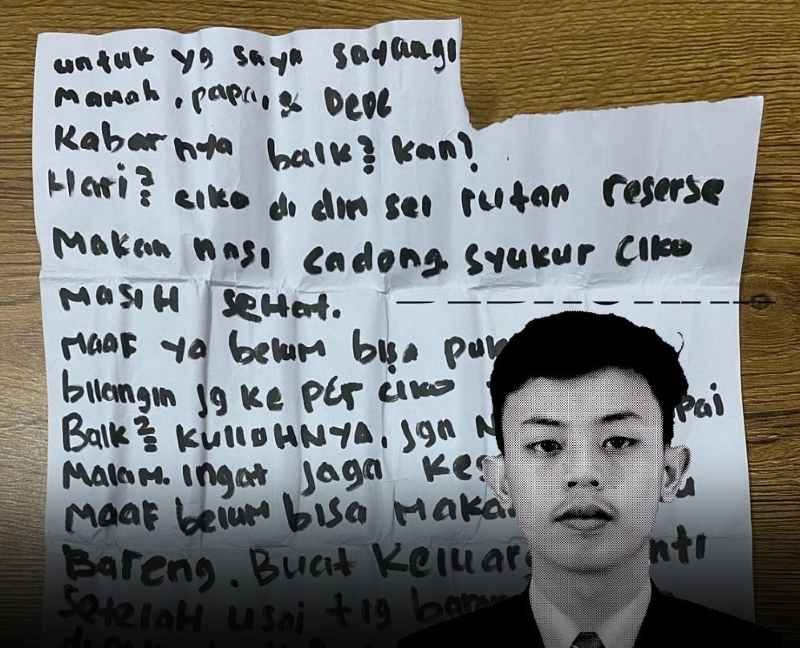 SEMANGAT PERLAWANAN : Surat Tomy Wiria yang dilansir LBH Jakarta lewat akun Instagram (foto IG LBH Jakarta)