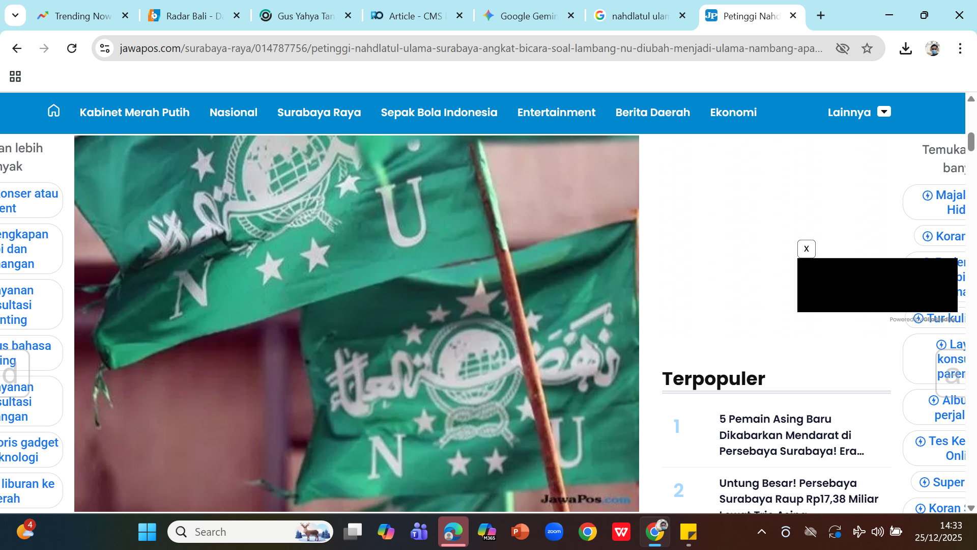 DUALISME - Terjadi dualisme di tubuh Nahdlatul Ulama imbas keputusan Rais Aam memecat ketua umum PBNU.