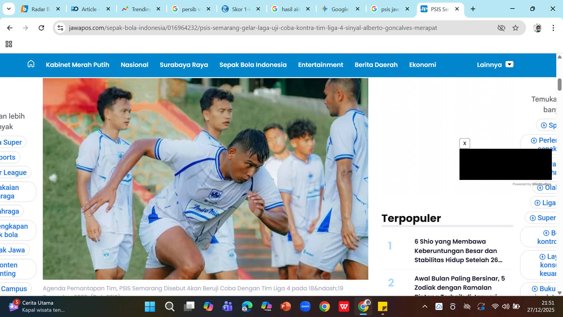 BELUM BERUNTUNG - Syiha Buddin dkk dalam latihan jelang bertemu Barito Putera.