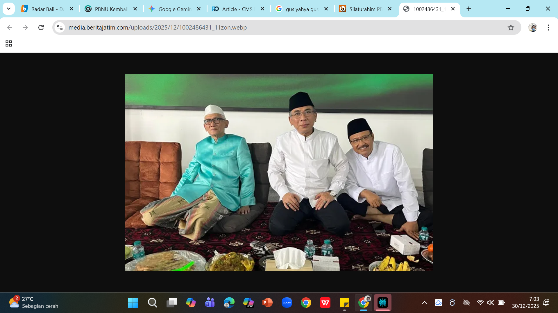 KEMBALI AKUR - Rais Aam KH Miftachul Akhyar, Ketum PBNU Yahya Cholil Staquf, dan Sekjen PBNU Saifullah Yusuf.
