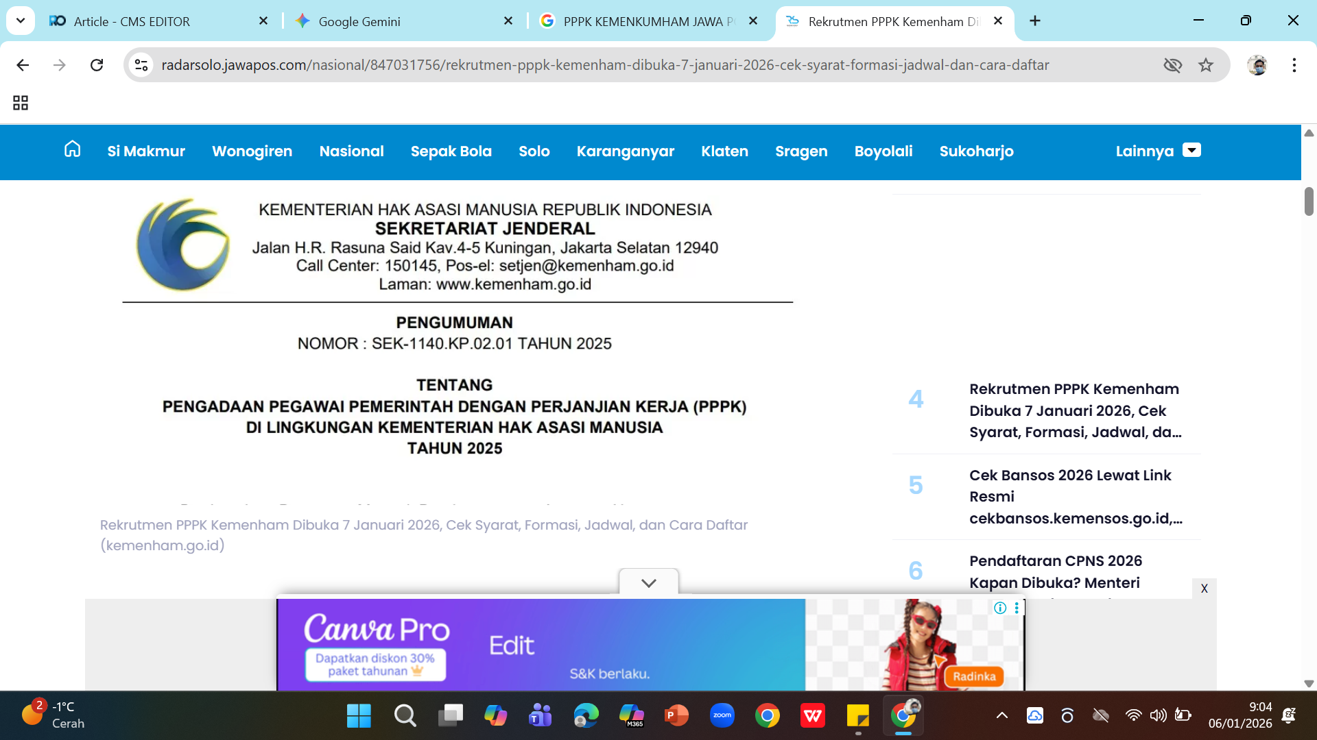 Formasi PPPK Kemenham 2026