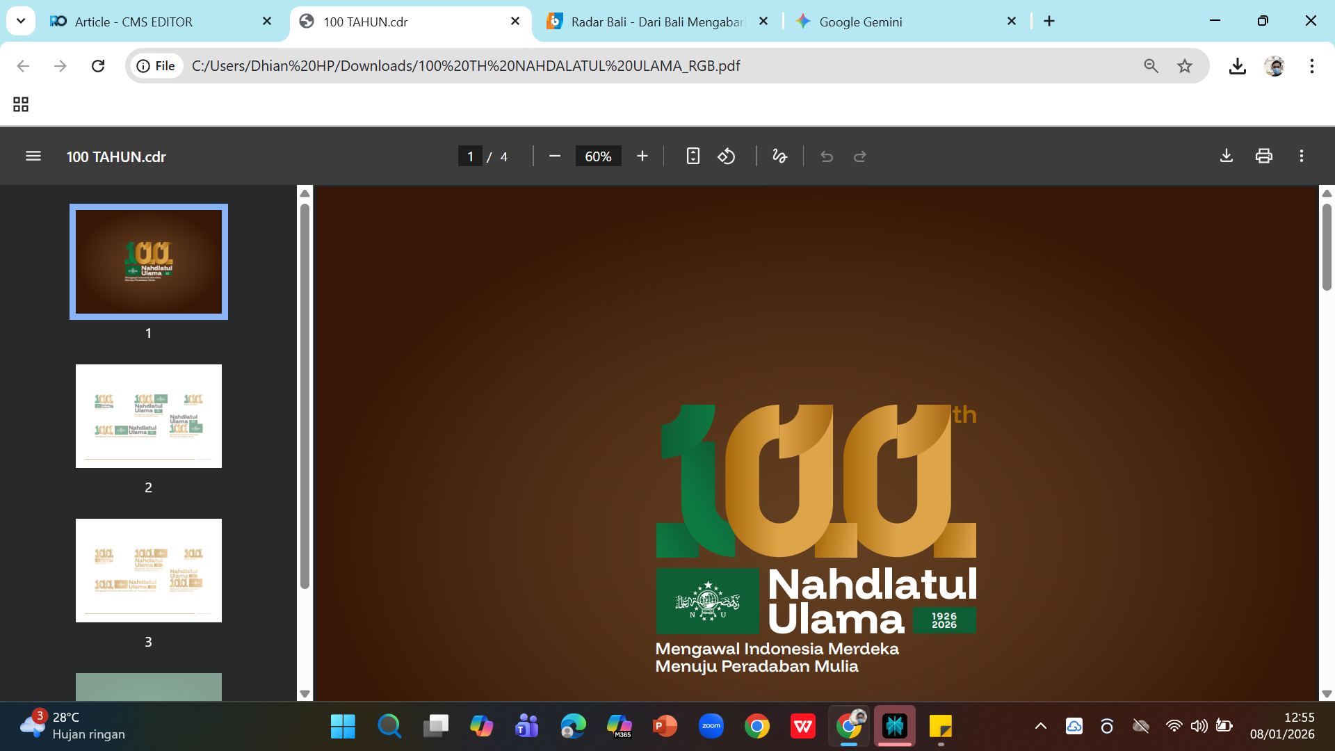 Logo peringatan Harlah 1 Abad Masehi Nahdlatul Ulama.