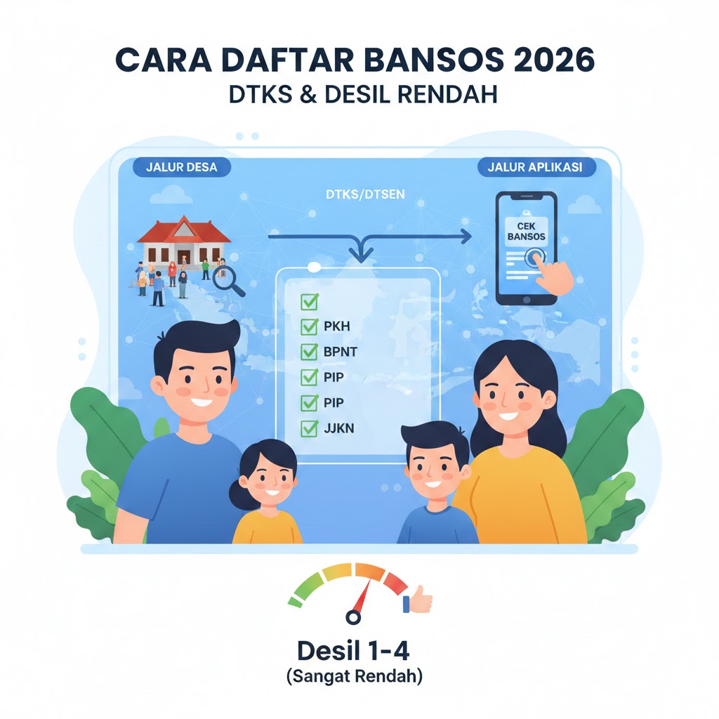 Panduan lengkap cara daftar keluarga penerima manfaat bantuan sosial (bansos) 2026 jalur aplikasi dan jalur resmi.