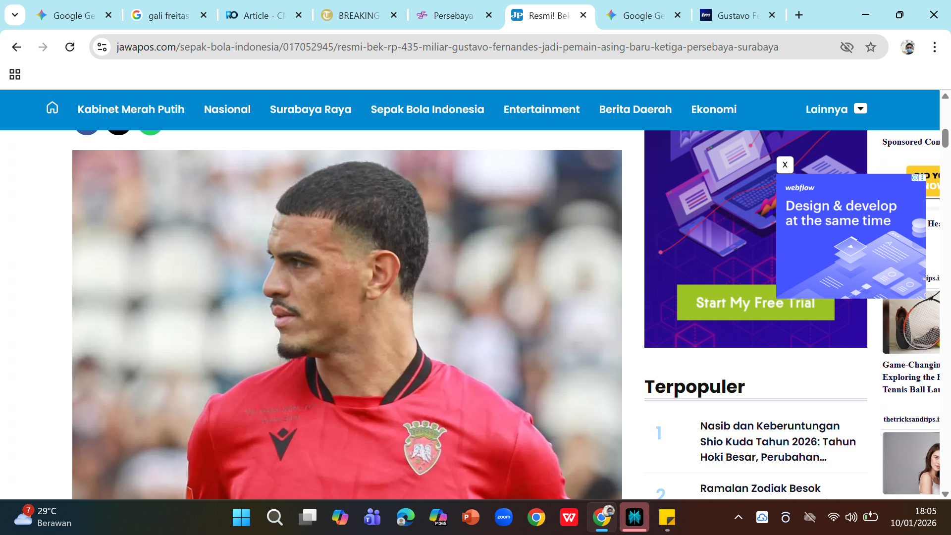 Persebaya Resmikan Gustavo Fernandes, Bek Rp4,35 Miliar Eks Liga Portugal dengan Tinggi 1,95 Meter!