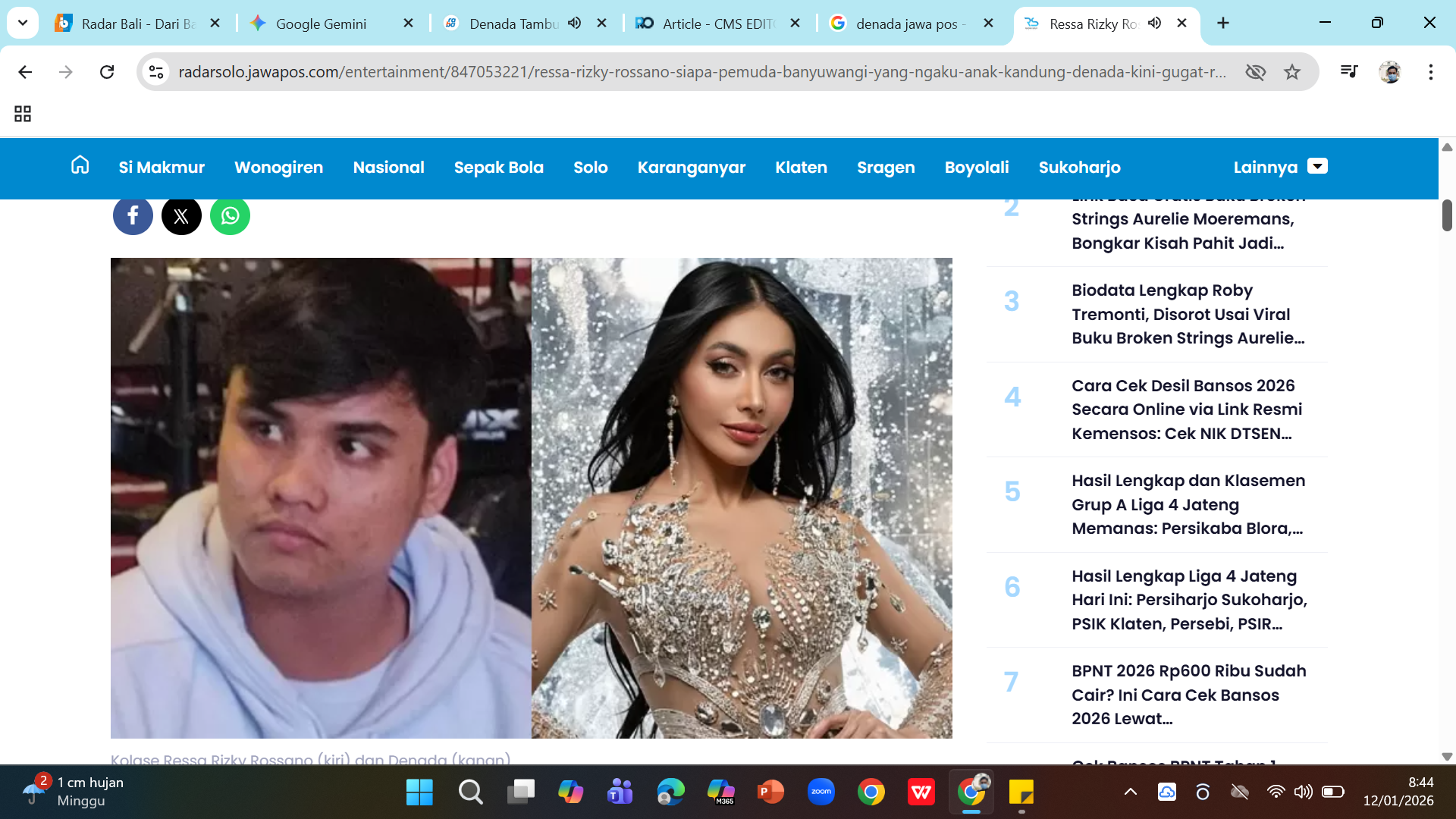 Kolase Ressa Rizky Rosano (kiri) dan Denada Elizabeth Ayu Tambunan (kanan)