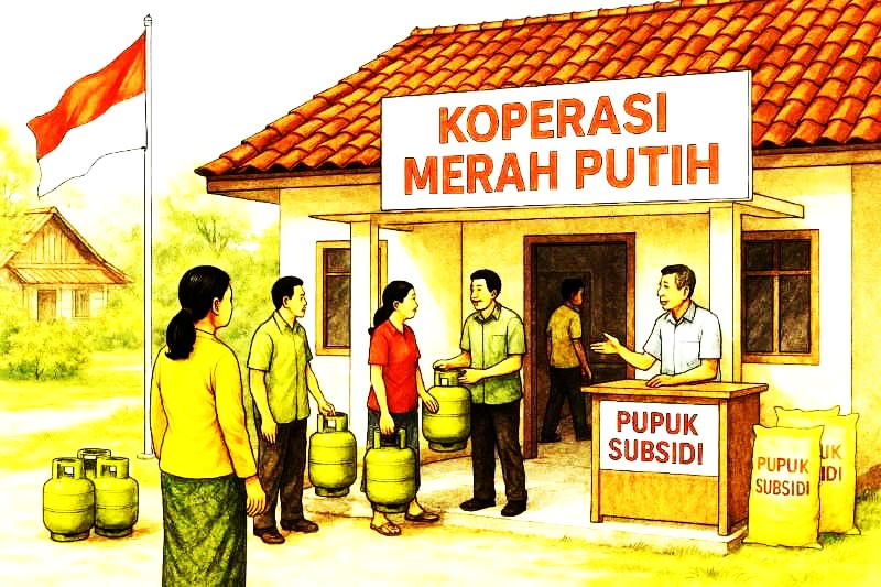Ilustrasi Koperasi Merah Putih (Jawa Pos.com-Radar Madiun)
