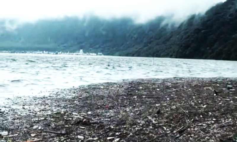 DISESAKI SAMPAH KAYU : Suasana di objek wisata Danau Beratan, Tabanan, disesaki sampah kayu. (ist)