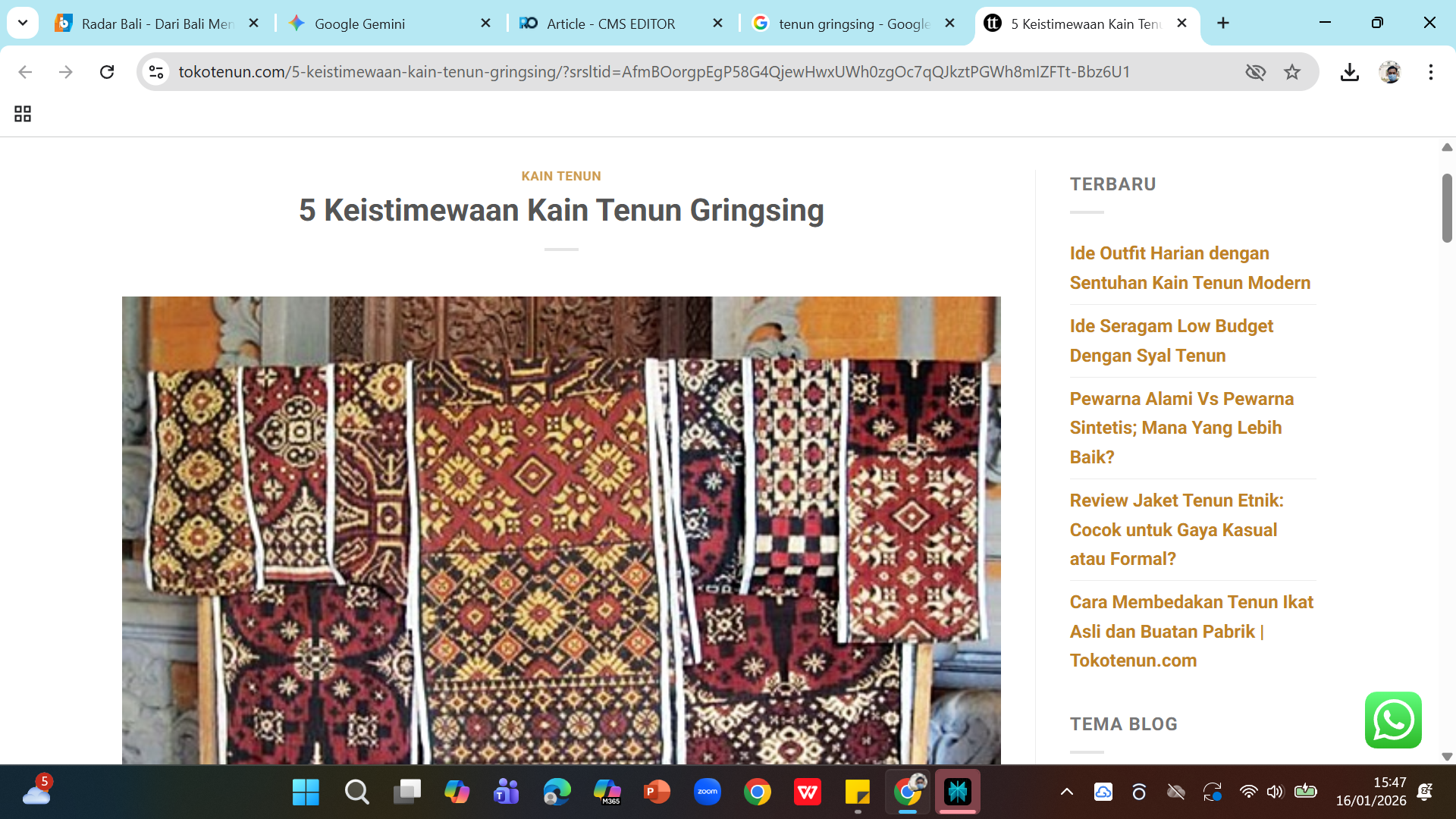 Tenun Gringsing dari Desa Tenganan