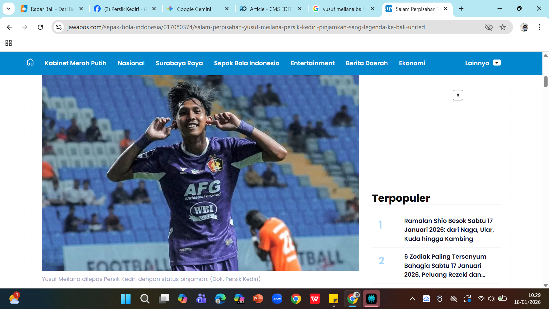 Yusuf Meilana meninggalkan Persik Kediri dengan status pinjaman hingga akhir musim. Bali United dikabarkan jadi persinggahan pemain 27 tahun ini.