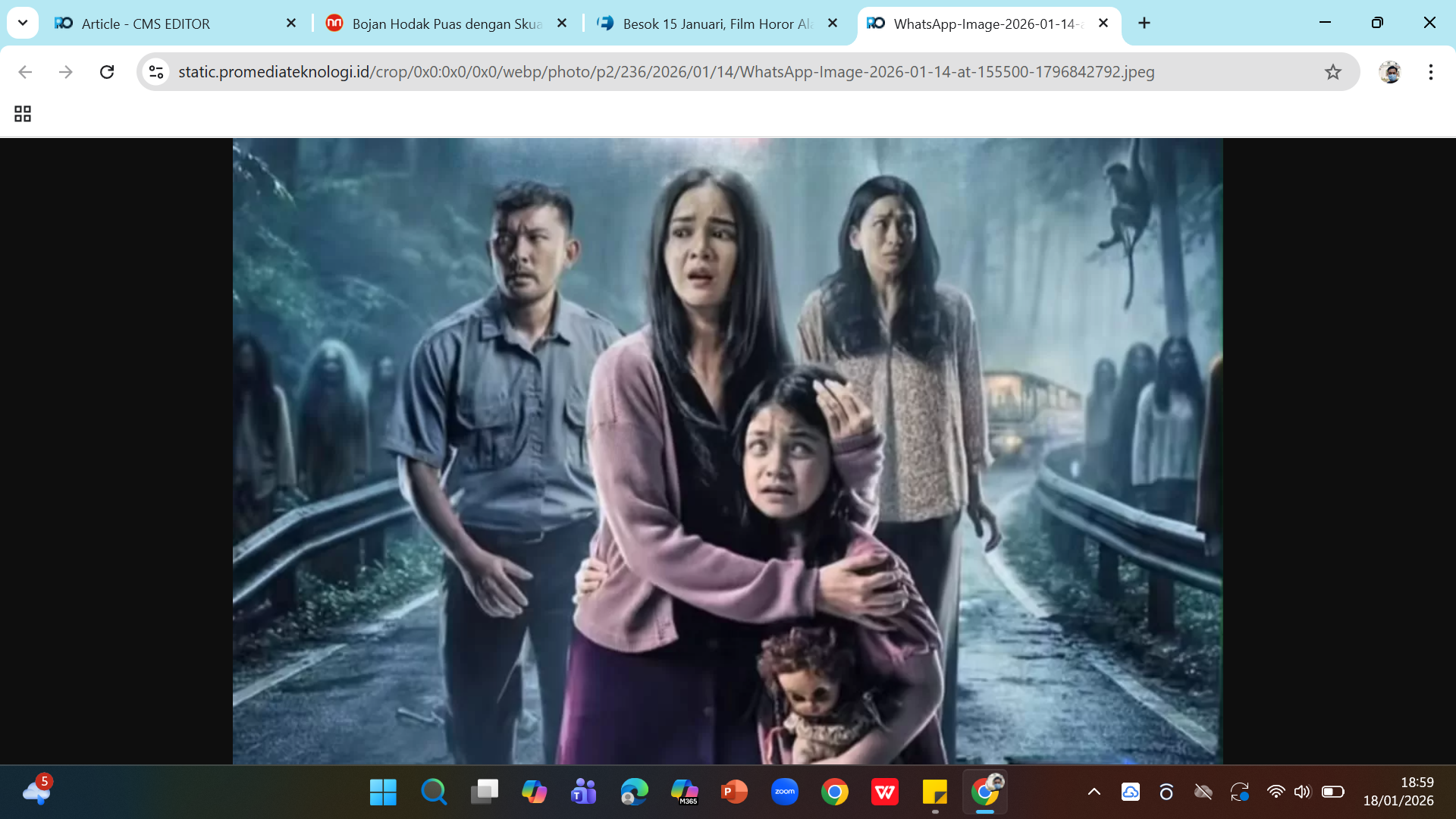 Poster film urban legend Alas Roban yang meraup 176 ribu penonton di hari pertama penayangannya di bioskop.