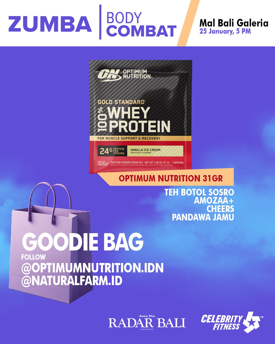 HADIAH SERU: Goodie Bag berisi aneka produk serta doorprize menarik akan diperoleh peserta Zumba dan Body Combat.