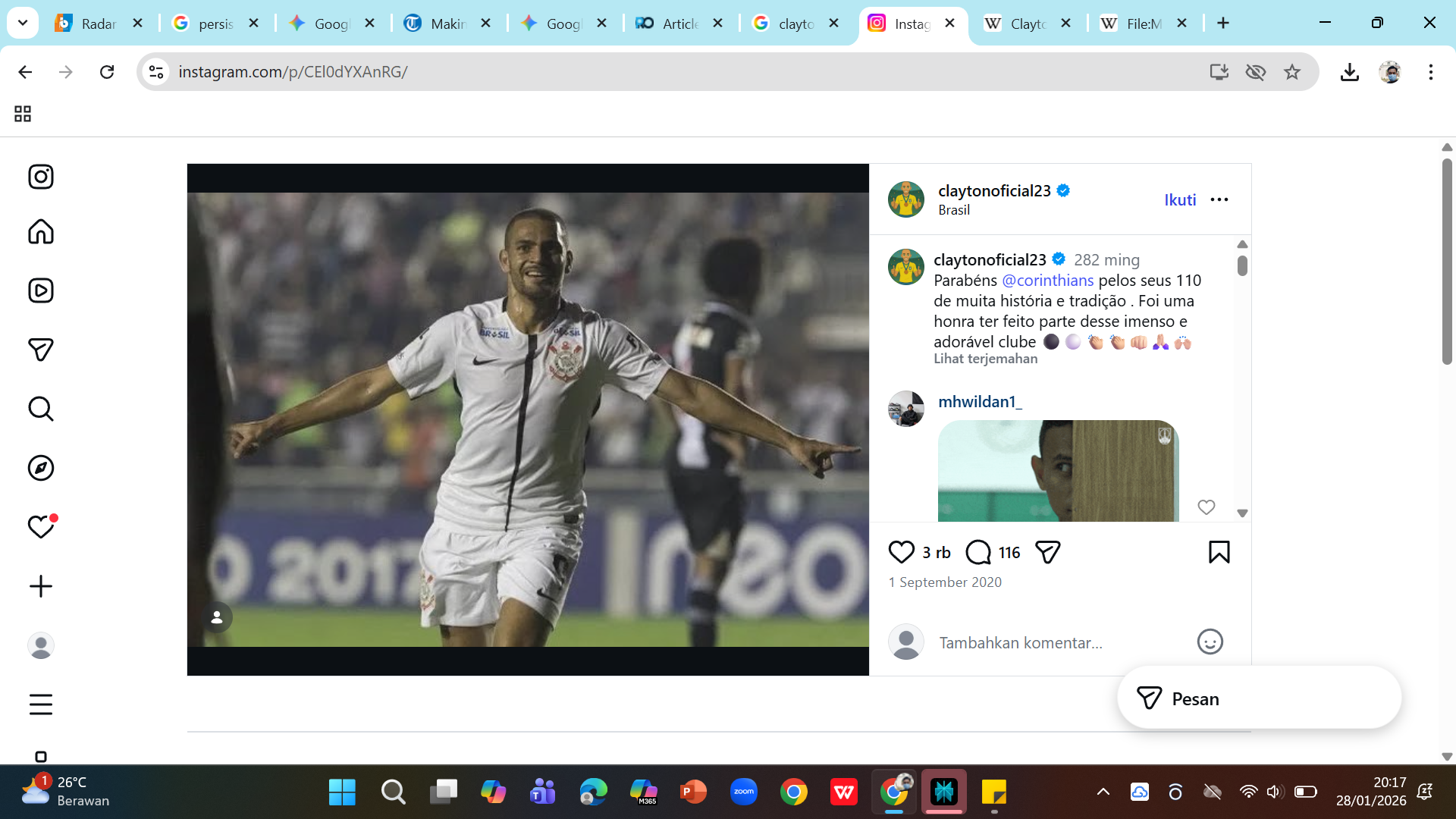 Eks striker raksasa Brasil Corinthians dan raksasa Ukraina Dynamo Kyiv Clayton Silva dikabarkan diminati Persis Solo untuk ditandemkan dengan Kodai Tanaka.