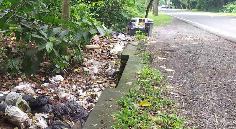 MEMANG NGAWUR DAN KURANG AJAR : Tampak sampah plastic hingga sofa rusak di pinggir jalan di kawasan TNBB. (M.Basir/Radar Bali)