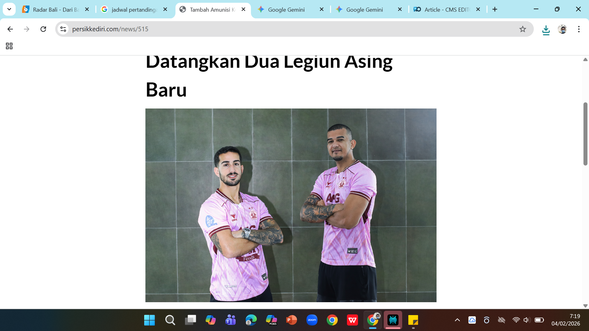 Persik Kediri rekrut Ernesto Gomez & Rodrigo Dias untuk pertajam lini serang Pelatih Persik Marcos Reina guna kurangi beban Jose Enrique.
