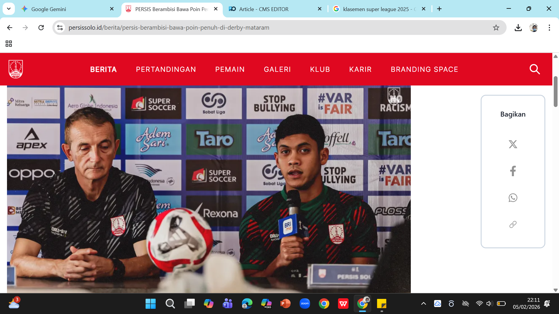 Pelatih Persis Solo MIlomir Seslija puji kualitas pemain PSIM, terutama kemampuan penguasaan bola. Meski demikian, Milo optimistis anak asuhnya petik poin penuh di Stadion Sultan Agung Bantul.