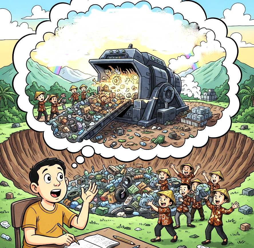 Ilustrasi Solusi sampah residu. (gambar digital gemini/radar bali)