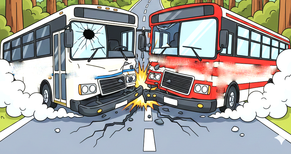 ilustrasi tabrakan bus di Jembrana. (gambar digital gemini/radar bali)