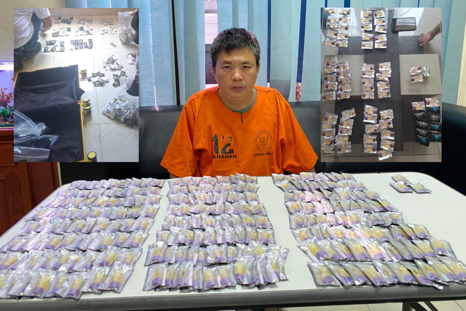 SEPERTI JEMURAN: Rusli Wisanto alias Kris, 44  diamankan bersama barang bukti.