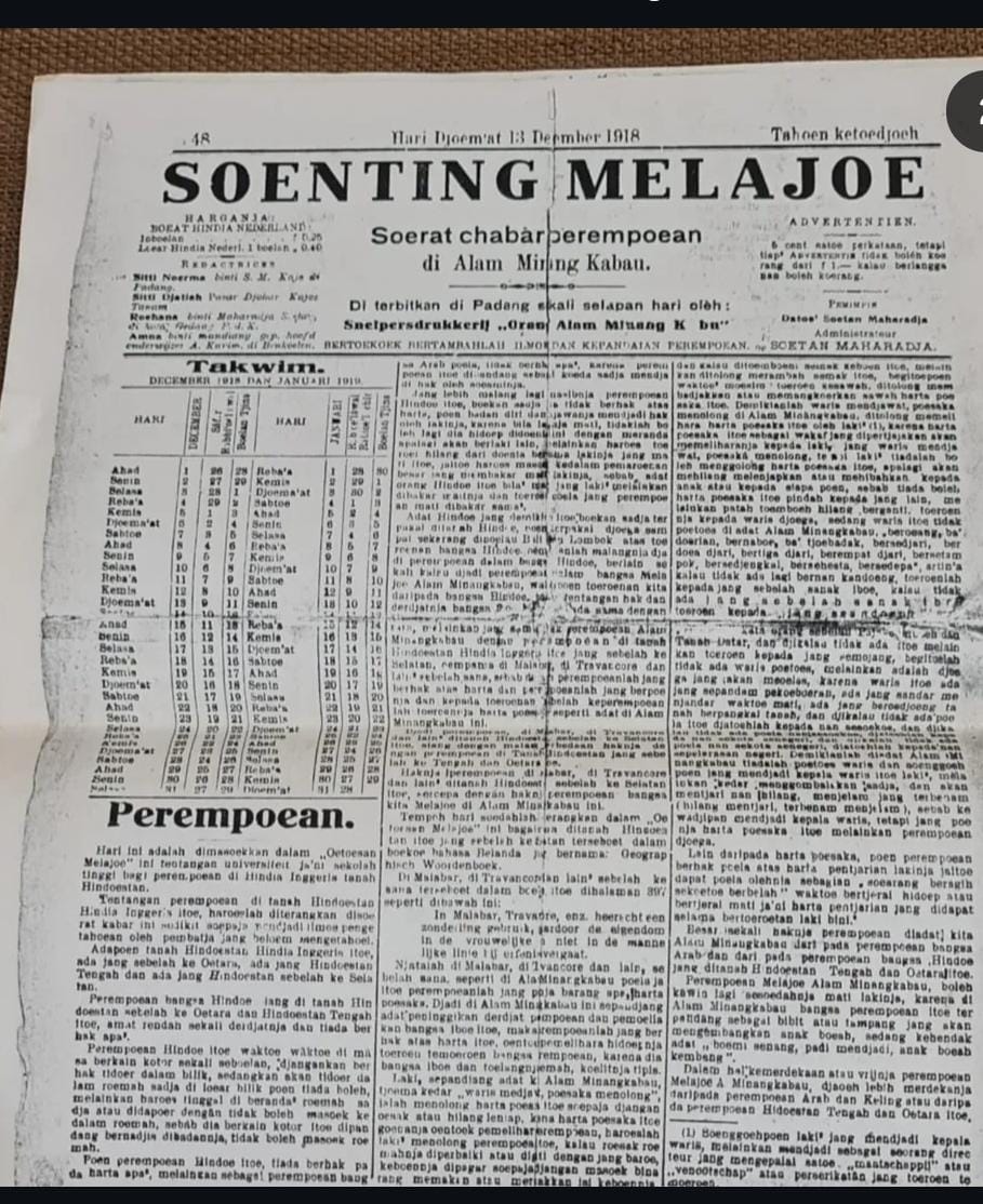 ARSIP SEJARAH : Media Soenting Melajoe pada 1911.(ist)