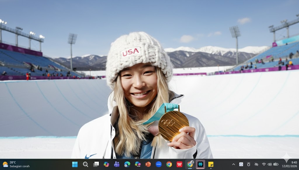 Atlet AS Chloe Kim sukses menjadi atlet pertama yang merebut tiga medali emas pada nomor halfpipe putri  di Olimpiade Musim Dingin 2026.