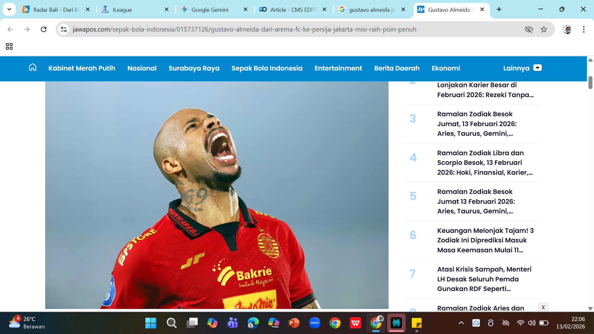 Striker Gustavo Almeida menegaskan Persija belum habis, karena masih ada 14 pertandingan dan 42 poin yang diperebutkan hingga akhir musim.